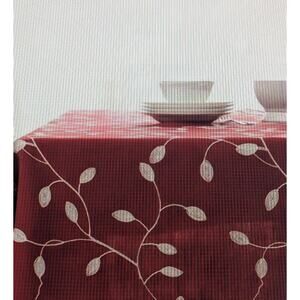 Tina Cotton Linen Dinner Kitchen Red 52" X 70" Rectangle Tablecloth NWT